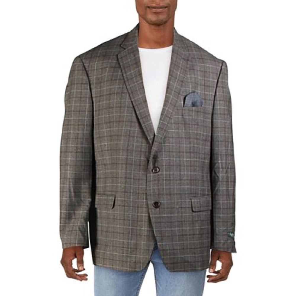 Ralph Lauren Men's Wool Blend Plaid Two-Button Blazer Gray Size 50