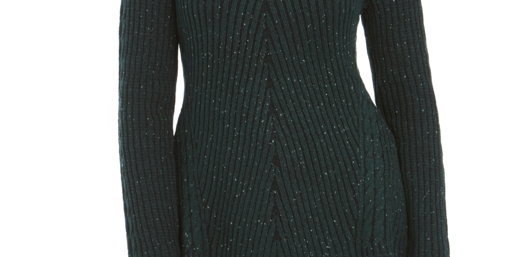 Style & Co Women's Scalloped Hem Ribbed Knit Sweater Green Size Small