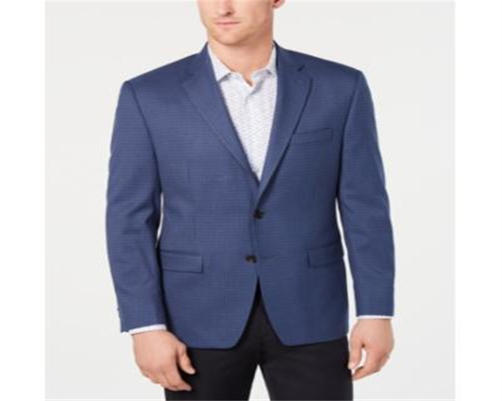 Lauren Ralph Lauren Men's Classic-Fit UltraFlex Stretch Houndstooth Check Sport Coat Blue Size 56