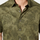 Tasso Elba Men's Pennello Watercolor Stretch Shirt Green Size Medium
