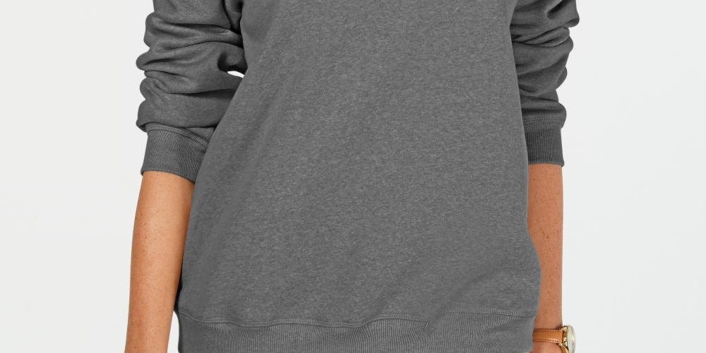 Karen Scott Women's Sport Long-Sleeve Crewneck Sweatshirt Charcoal Size Small