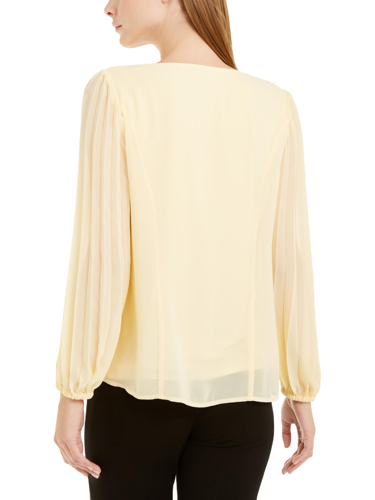Alfani Women's Pleated-Sleeve Top Yellow Size Petite L