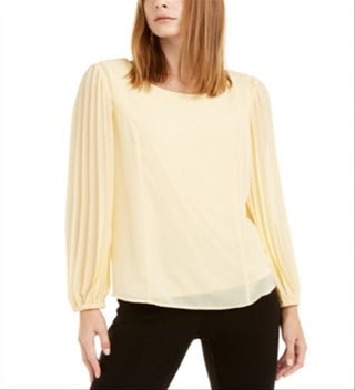 Alfani Women's Pleated Sleeve Top Yellow Size Petite XL