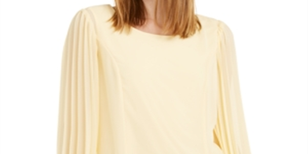 Alfani Women's Pleated Sleeve Top Yellow Size Petite XL