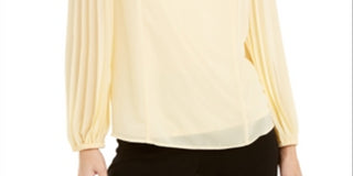 Alfani Women's Pleated Sleeve Top Yellow Size Petite XL