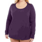Karen Scott Women's Plus Size Button-Shoulder Sweater Purple Size 1X