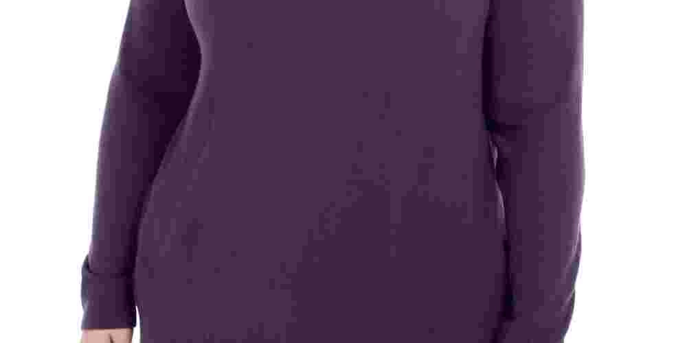 Karen Scott Women's Plus Size Button-Shoulder Sweater Purple Size 1X