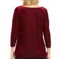Charter Club Women's Printed 3/4 Sleeve Crew Neck Blouse Evening Top Wine Size Petite Small