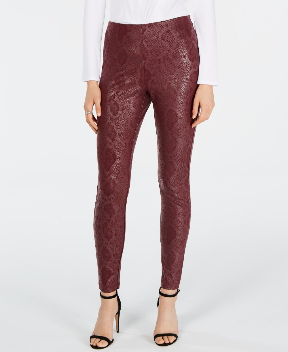 INC International Concepts Women's Snake-Print Skinny Pants Red Size 2