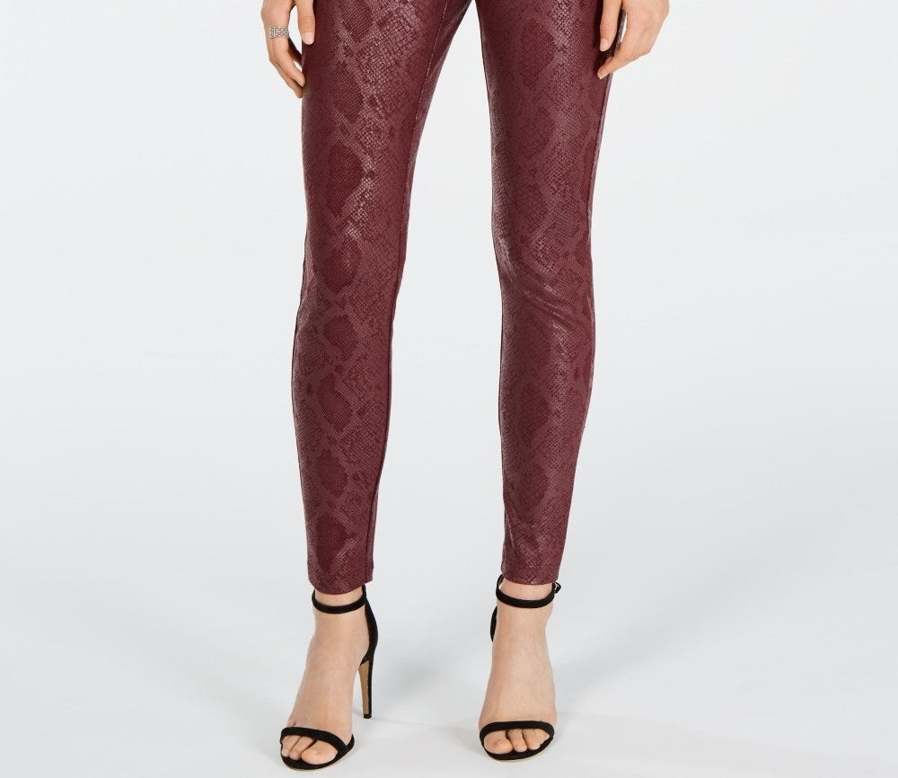 INC International Concepts Women's Snake-Print Skinny Pants Red Size 2