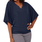 JM Collection Women's Hardware Batwing-Sleeve Tunic Blue Size Medium