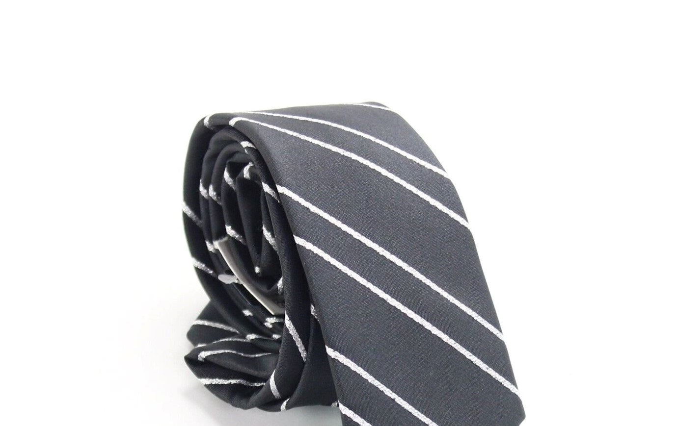 INC Men's Black Striped Skinny Neck Tie Gray Size Regular