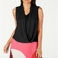 Alfani Women's Sleeveless Draped Front Top Black Size Petite Small