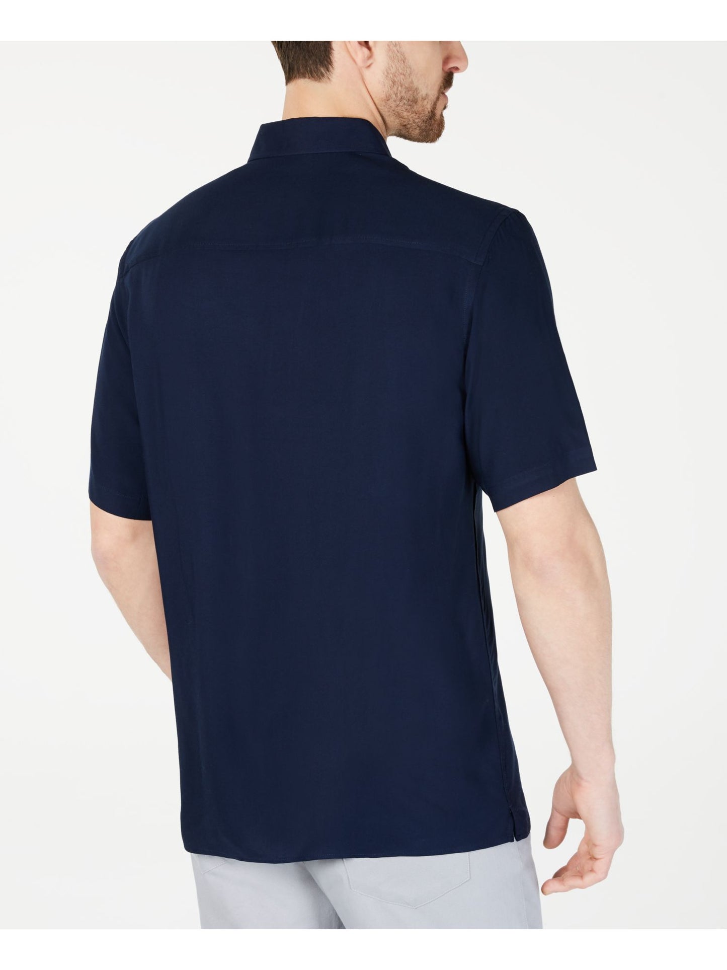 Alfani Men's Collared Classic Fit Dress Shirt Blue Size Small