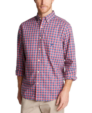 Nautica Men's Plaid Collar Button Down Casual Shirt -Red Size Medium