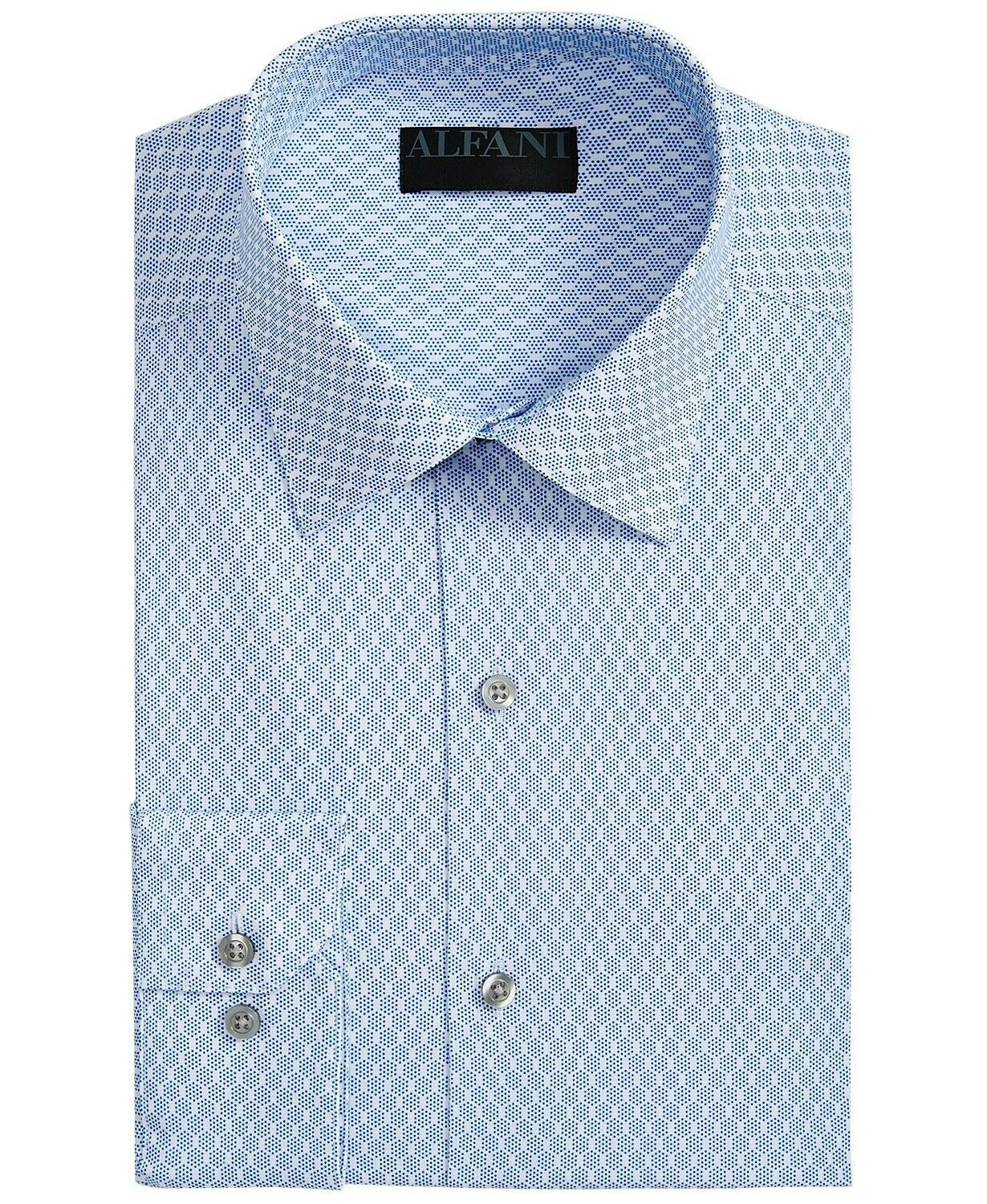 Alfani Men's Geometric Printed Slim Fit Dress Shirt Blue Size L 16-16/5