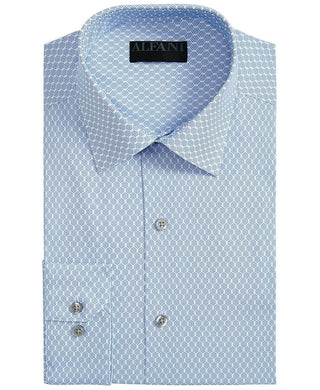Alfani Men's Geometric Printed Slim Fit Dress Shirt Blue Size L 16-16/5