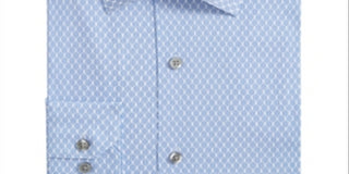 Alfani Men's Geometric Printed Slim Fit Dress Shirt Blue Size L 16-16/5