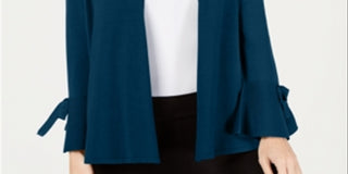 Alfani Women's Tie Sleeve Cardigan Teal Size Petite XL