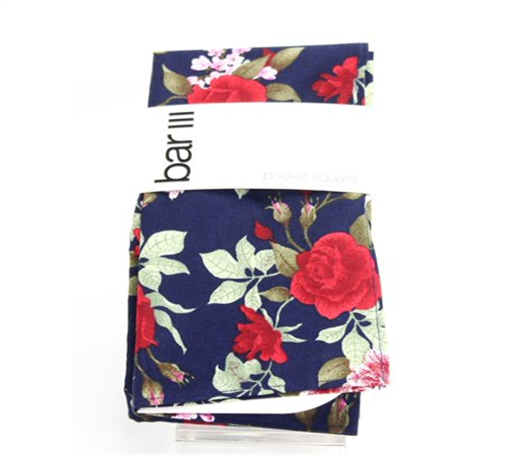 Bar III Men's Floral Printed Accessory Pocket Square Blue Size Regular