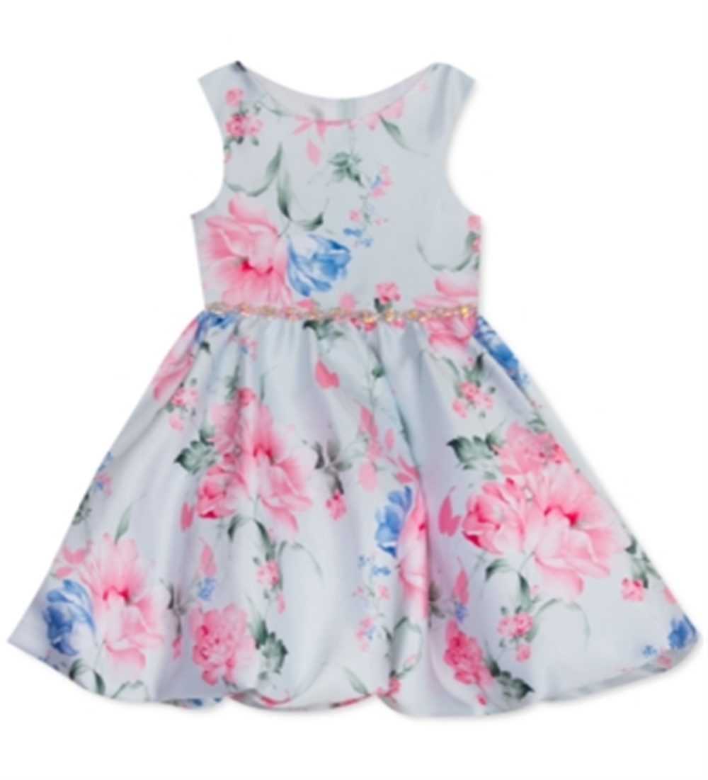 Rare Editions Little Girl's Printed Mikado Bubble Dress Green Size 5