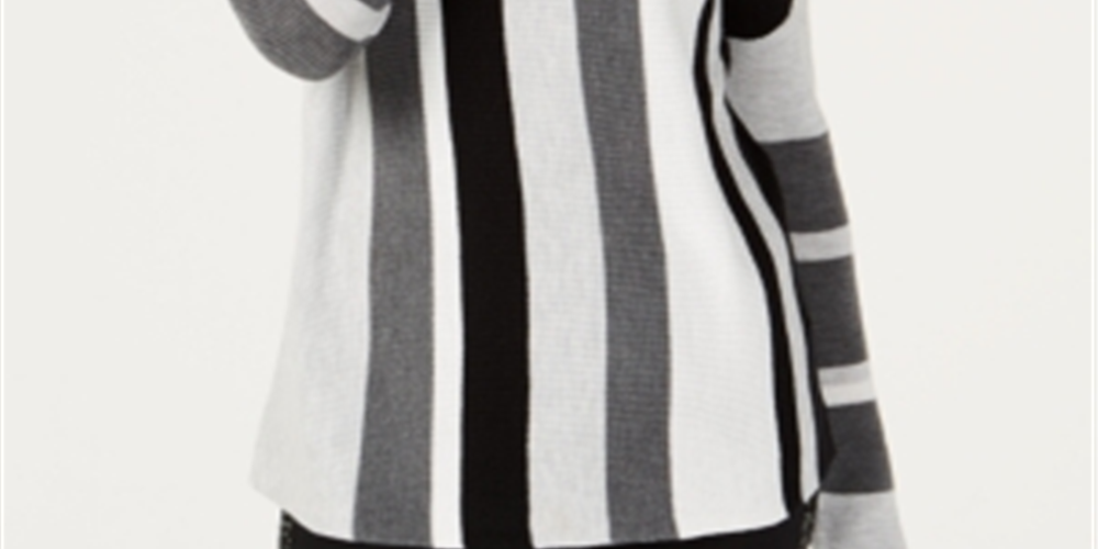 INC International Concepts Women's Colorblocked Striped Sweter Grey Size Petite X-Large
