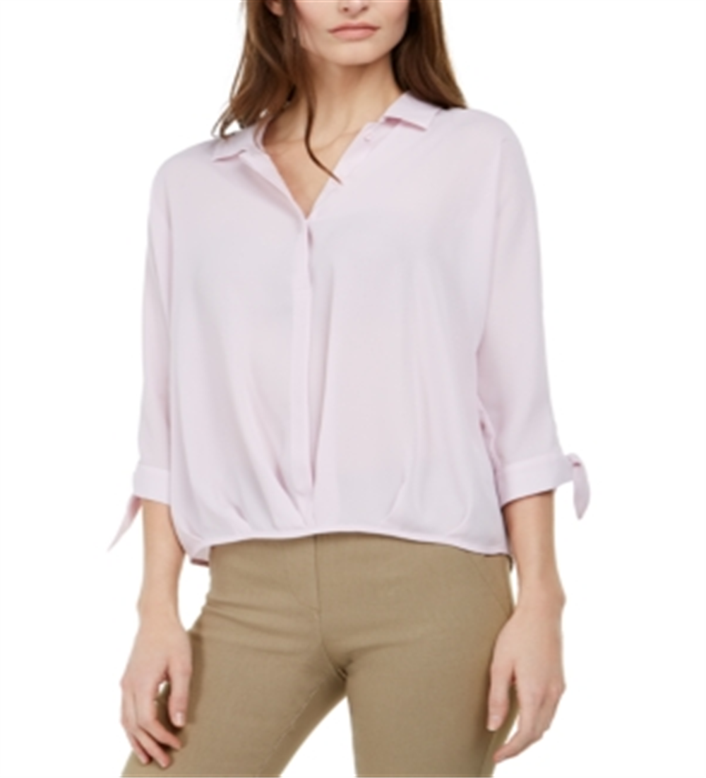 Alfani Women's Tie Sleeve Blouse Purple Size Petite Medium