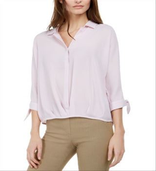 Alfani Women's Tie Sleeve Blouse Purple Size Petite Medium