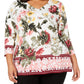 Charter Club Women's Floral Print Top White Size Petite Large