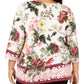 Charter Club Women's Floral Print Top White Size Petite Large