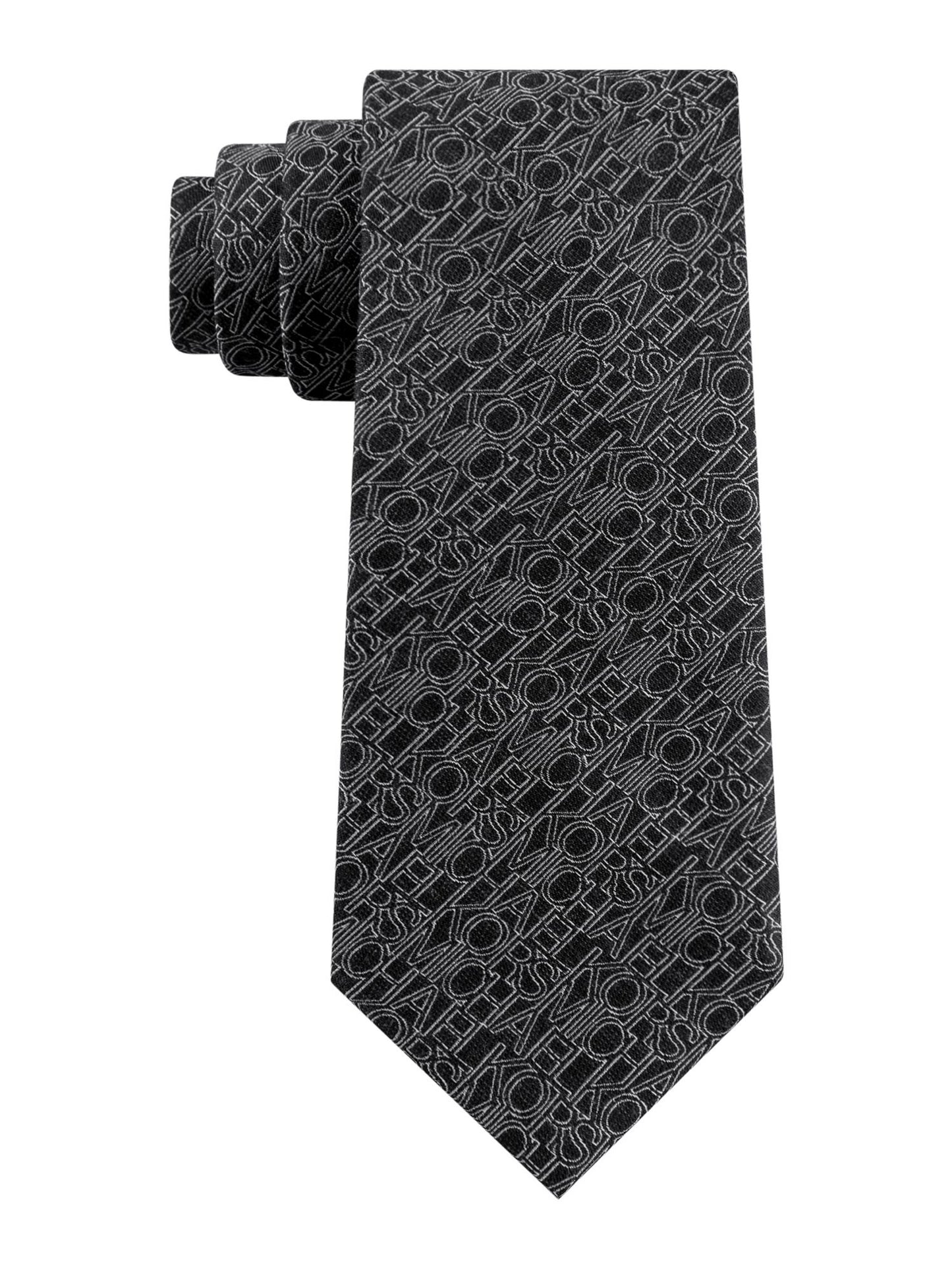 Michael Kors Men's Logo Graphic Slim Neck Tie Black One Size