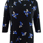 Charter Club Women's Floral Print Pleated Yoke Blouse Black-Blue  Size Petite S