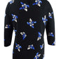 Charter Club Women's Floral Print Pleated Yoke Blouse Black-Blue  Size Petite S
