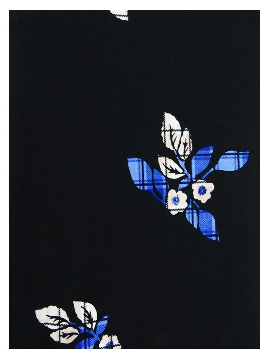 Charter Club Women's Floral Print Pleated Yoke Blouse Black-Blue  Size Petite S