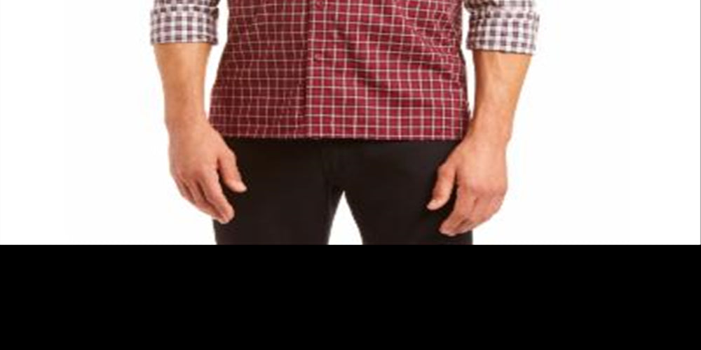 Lacoste Men's Button Down Shirt Plaid Regular Fit Red Size 42