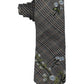 INC International Concepts Men's Houndstooth Floral Neck Tie Gray Size Regular