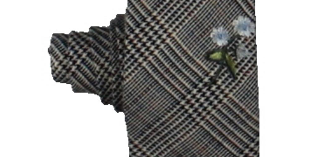 INC International Concepts Men's Houndstooth Floral Neck Tie Gray Size Regular