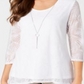 JM Collection Women's Overlay Necklace Top White Size Petite Medium
