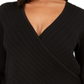 INC International Concepts Women's Plus Pointelle Surplice Black Size 0X