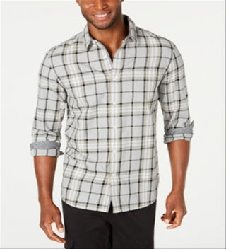 American Rag Men's Plaid Button Down CollarShirt Gray Size Medium