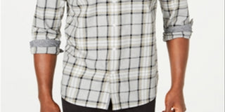 American Rag Men's Plaid Button Down CollarShirt Gray Size Medium