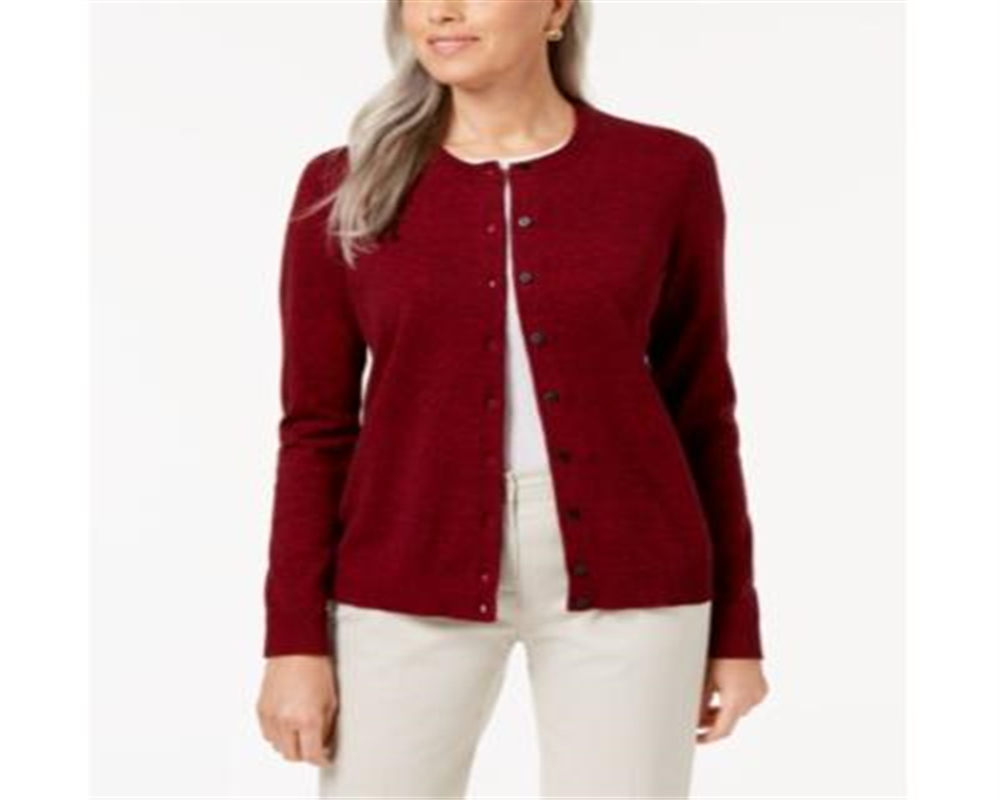 Karen Scott Women's Button Down Cardigan Red Size X-Small