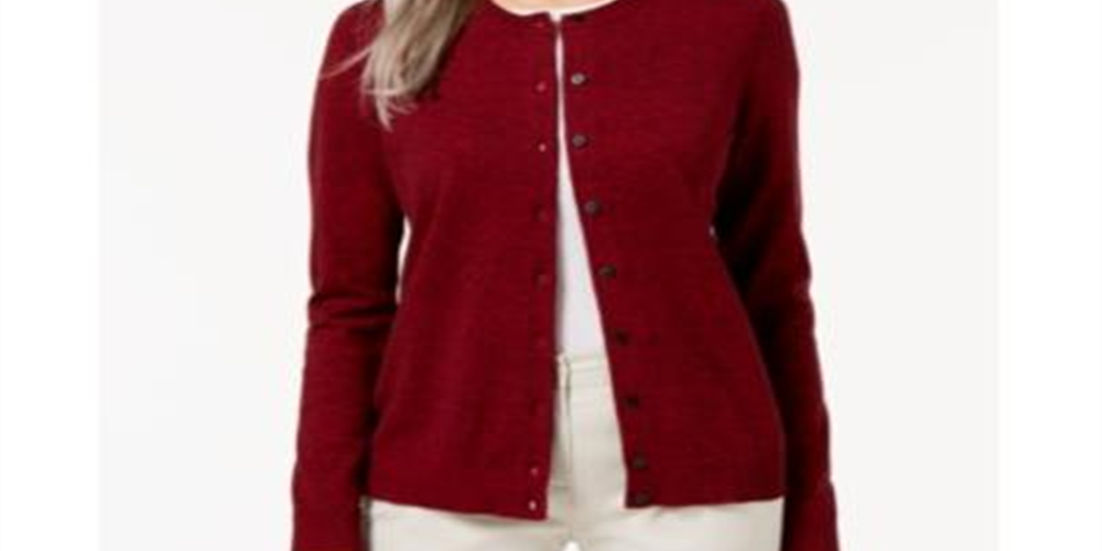 Karen Scott Women's Button Down Cardigan Red Size X-Small