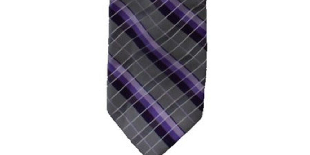 Van Heusen Men's Plaid Professional Neck Tie Purple Size Regular