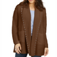 Style & Co Women's Hooded Studded Cardigan Brown Size Petite L