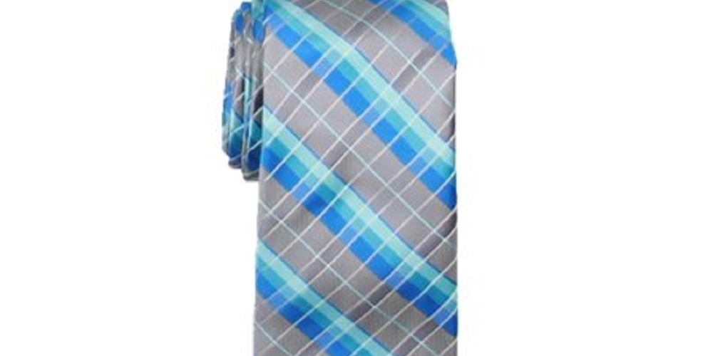 Van Heusen Men's Plaid Professional Neck Tie Blue Size Regular