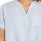 Charter Club Women's Linen Tie Front Button up Shirt Blue Size XX-Large