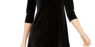 Msk Women's Plus Short Sleeve Solid Shift Dress Black Size 1X