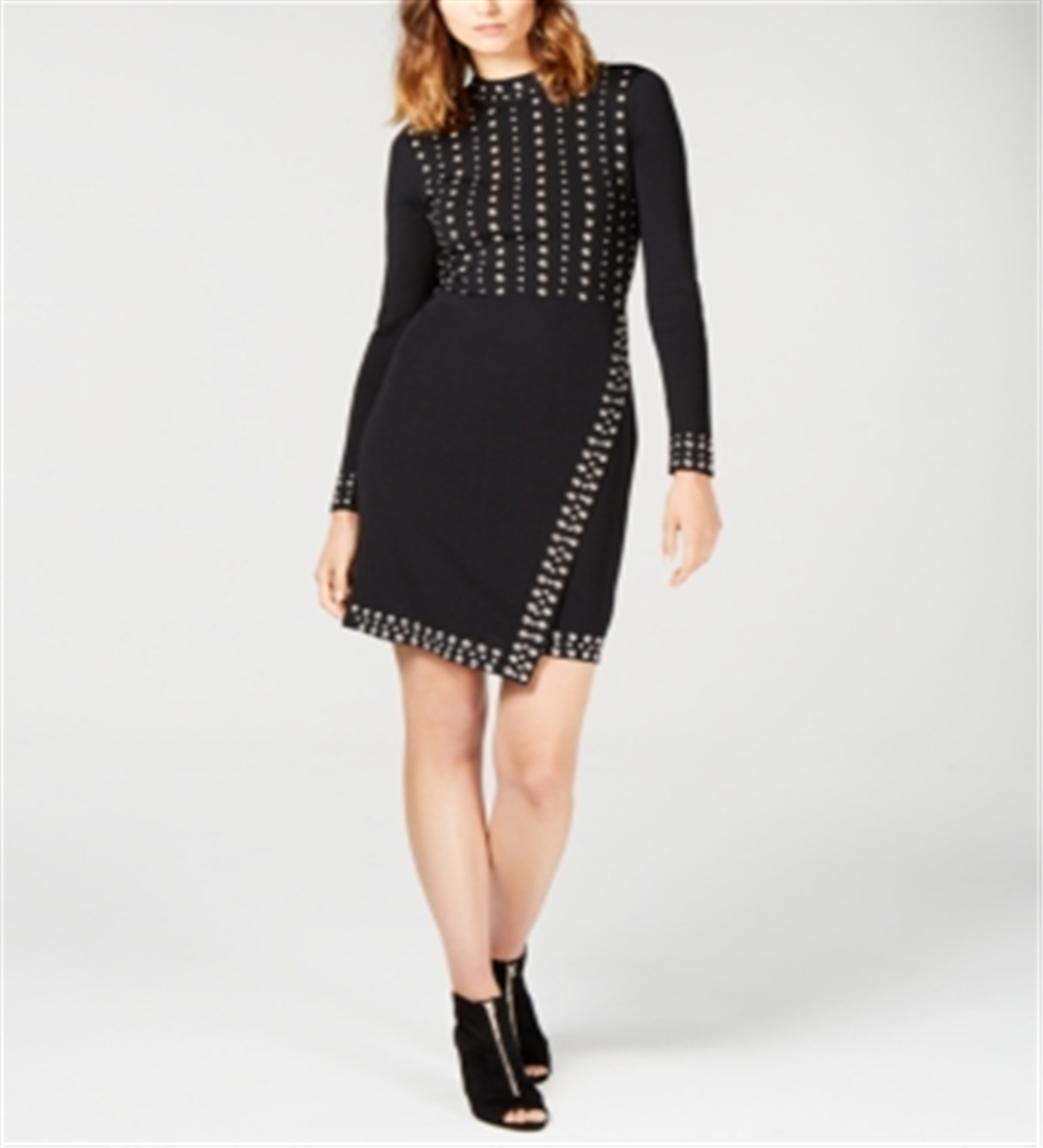 INC International Concepts Women's Studded Sweater Dress Black Size X-Small