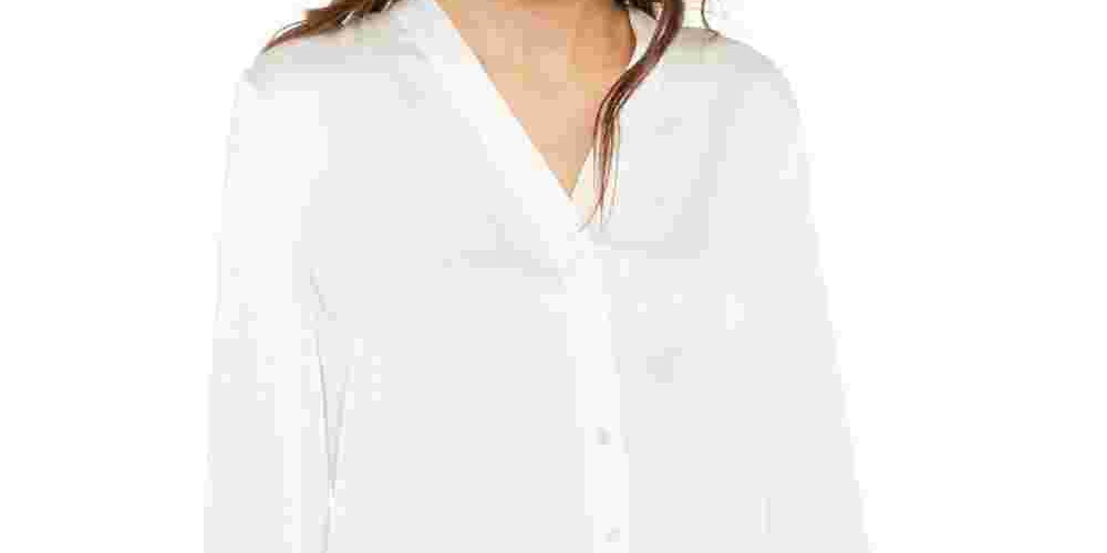 Eileen Fisher Women's Textured Silk Shirt White Size X-Large